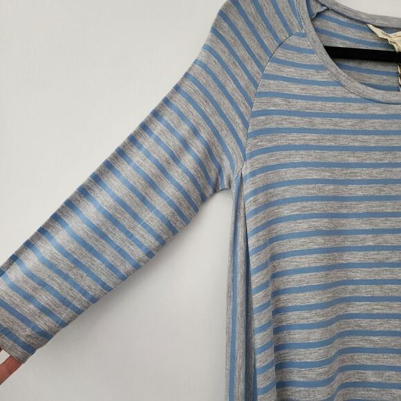 NEW MATILDA JANE Her Majesty Dress Gray Blue Stripe Shark Bite Hem womens size M - Picture 2 of 8
